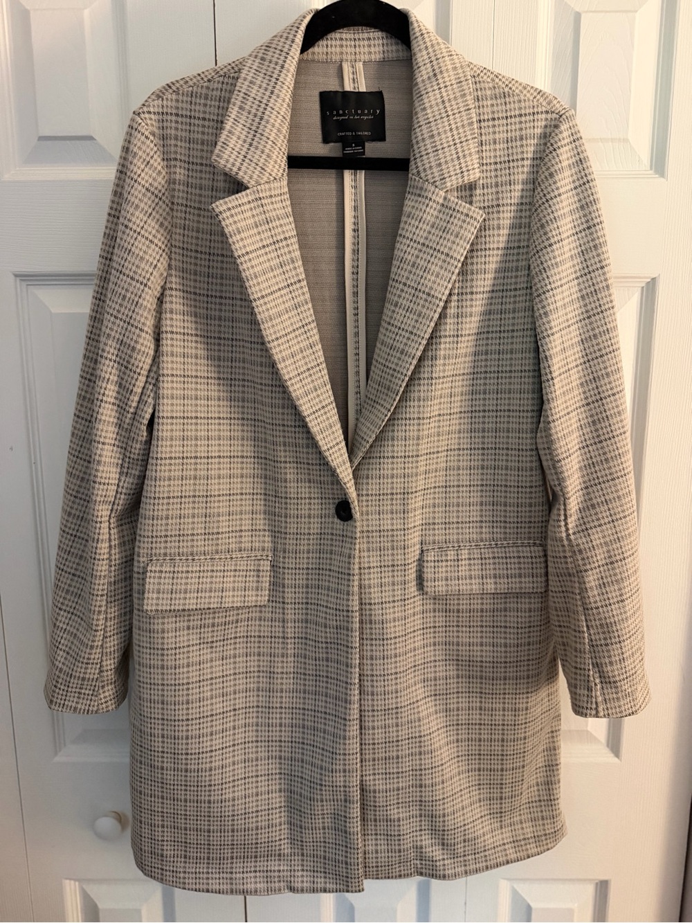 Sanctuary Catalina Plaid Longline Blazer Jacket Coat • Size Small